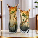 Axyaa Enamel Color Crystal Glass Vase, High-End Transparent Glass, Elegant Living Room Decor