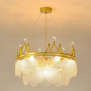 Axyaa Golden Crown Crystal Chandelier for Living Room, Dining Room, Bedroom & Villa
