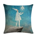 Axyaa Fairy Girl Linen Pillowcase for Home Decor 45X45CM