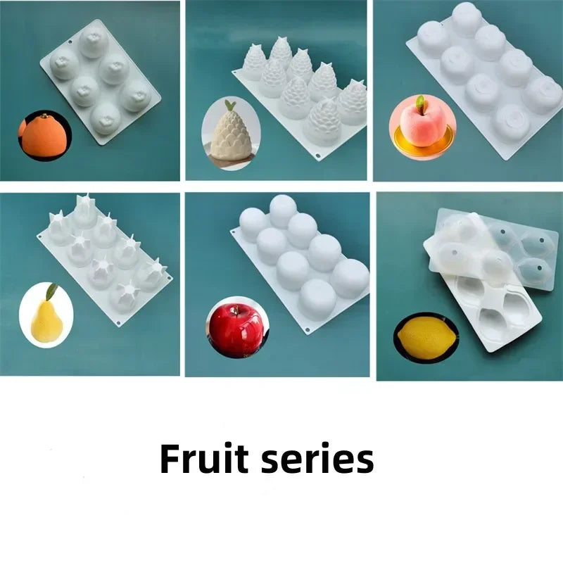 Axyaa 3D Fruit Silicone Cake Mold Baking Tool Kit for Cupcake Decoration