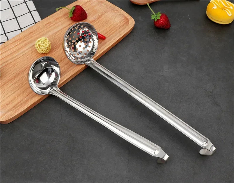 Axya Stainless Steel Long Handle Serving Spoon - Round Soup Scoop