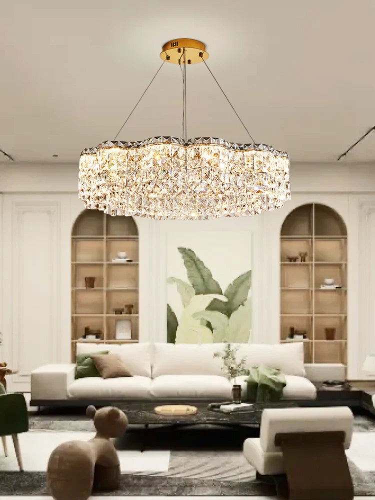 Axyaa Crystal Chandelier Pendant Light - Elegant Indoor Hanging Fixture