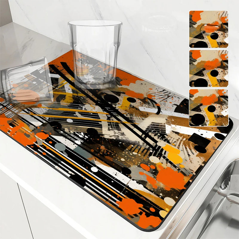 Axyaa Geometric Lines Drain Pad for Kitchen and Bathroom
