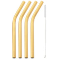 Axyaa Stainless Steel Wide Bent Straw Set with Cleaning Brush