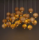 Axyaa LED Wooden Ball Chandelier for Living Room, Hotel, Restaurant, Villa, and Bedroom