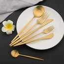 Axyaa Matte Gold Tableware Cutlery Set Stainless Steel Flatware Kitchen Dinner