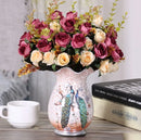 Axyaa Ceramic Vase & Flower Arrangement Set - Home Decor Crafts