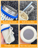 Axyaa Kids Stainless Steel Insulated Straw Cup - Double Drink Thermos