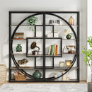 Axyaa Industrial 5-Tier Bookcase, 70.8" Tall Etagere with 8 Open Vintage Grey Shelves