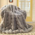 Axyaa Faux Rabbit Fur Plush Blanket for Home and Office Warmth