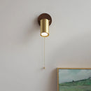 Axyaa Bathroom LED Wall Light Fixture in Japan Style Gold Copper Wood