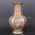 Axyaa Ceramic Hexagonal Vase | Antique Enamel Porcelain | Entryway Decor