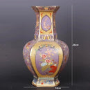 Axyaa Ceramic Hexagonal Vase | Antique Enamel Porcelain | Entryway Decor