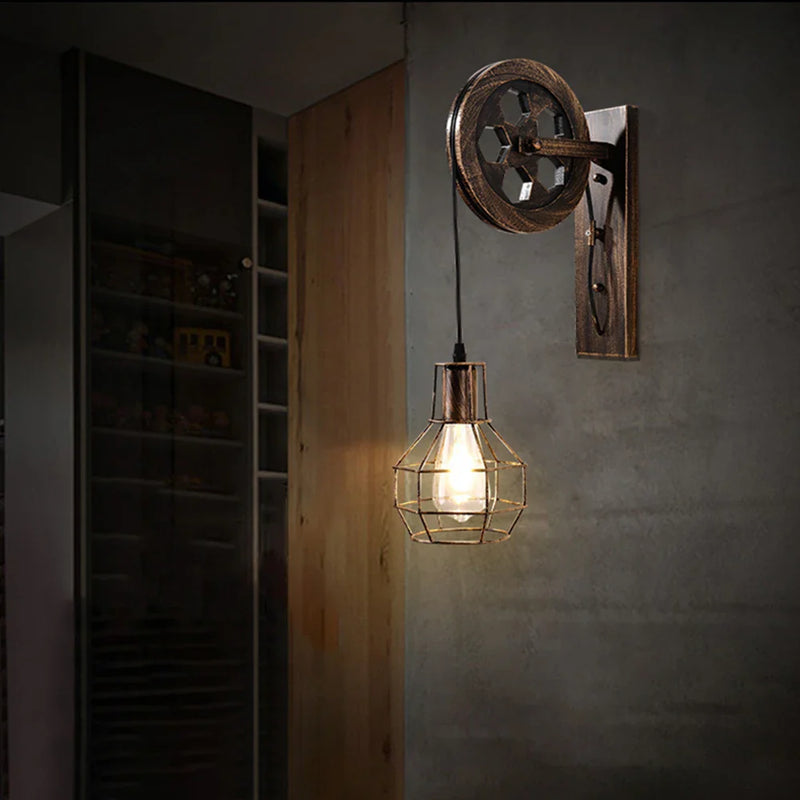 Axyaa Rustic Metal Wall Sconce Light Fixture for Home, Bar, Restaurant