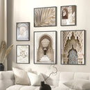 Axyaa Moroccan Mosque Landscape Art Poster Prints for Home Decor