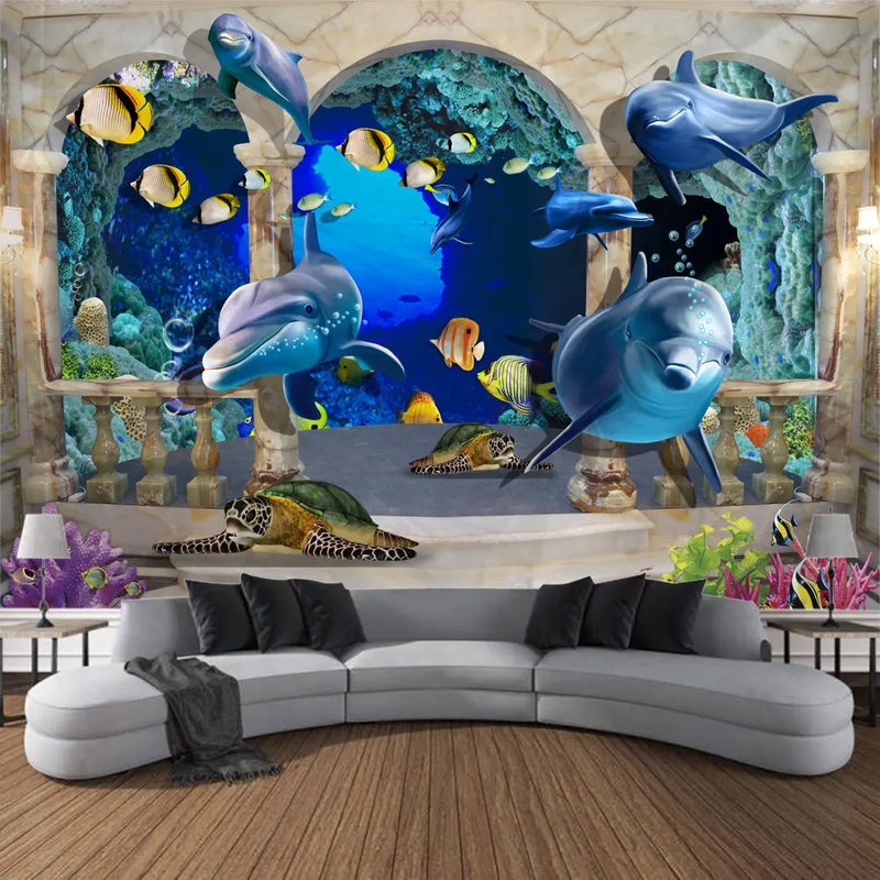 Axyaa Undersea Print Tapestry for Psychedelic Room Decoration & Ocean Wall Hanging