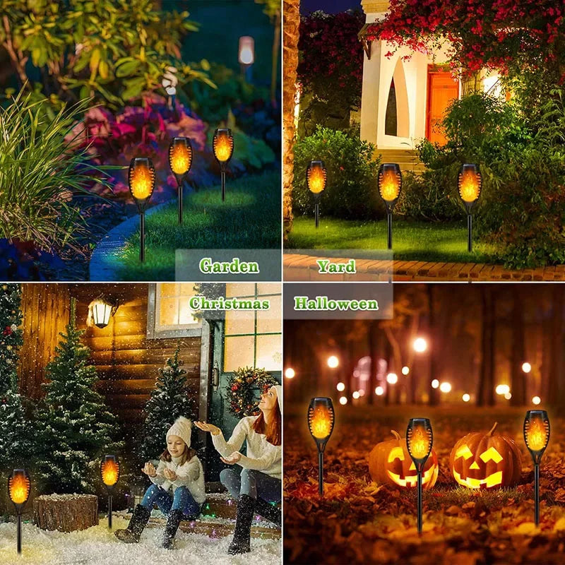 Axyaa Solar Flame Torch Lights: Flickering Waterproof Outdoor Garden Decoration