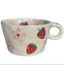 Axyaa Strawberry Flower Hand-painted Ceramic Mug for Children