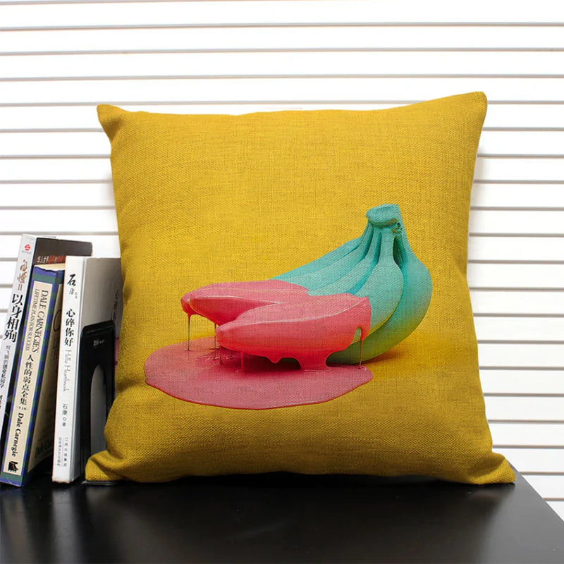 Axyaa Cactus Pineapple Pattern Cushion Cover 45x45 Linen Pillowcase