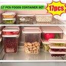 Axyaa Kitchen Storage Container Set - 17 Pcs Transparent Food Organizer Jars
