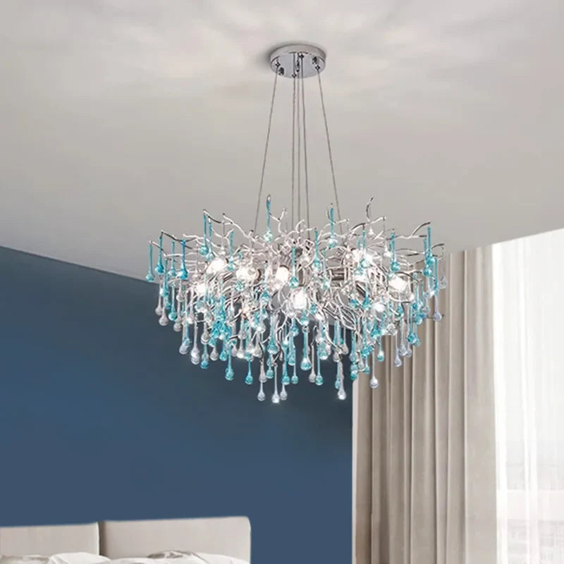 Axyaa Dual Color Glass Chandelier for Modern Living Room Lighting