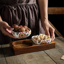 Axyaa Ceramic Fruit Bowl Double Grid Plate Living Room Snacks Refreshments