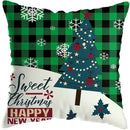 Axyaa Green Plaid Christmas Pillow Cover - Festive Home Decor
