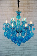 Blue Glass Bubble Chandelier by Axyaa - Modern Lighting Fixture for Living and Dining Rooms