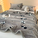Axyaa Panda Print Milk Velvet Queen Size Blanket - Soft & Warm Flannel Sofa Throw
