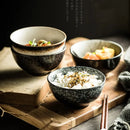 Axyaa Japanese Style Rice Bowl Set of 4 White Ceramic Salad Soup Seasoning Breakfast