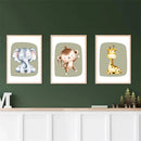 Axyaa Cute Animal Canvas Print Nursery Wall Art for Baby Kids Room