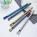 Axyaa Stainless Steel Straw Spoon Set for Milkshake Smoothie Bar - Pack of 10