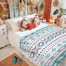 Axyaa Flannel Geometric Bohemian Blanket - Ethnic Style Pattern for Bed, Sofa, Camping