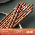 Axyaa Mahogany Wood Chopsticks Set - High-grade, Anti-slip, Anti-mould - 10 Pairs
