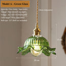Axyaa Glass Pendant Light: Clear/Amber/Green Color, Adjustable Cord, E27 Ceiling Fixture