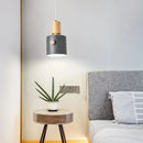Axyaa Nordic Wooden Pendant Light LED Single Head Macaron Hanging Lamp for Living Room