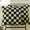 Axyaa Plaid Faux Fur Wool Throw Pillow Cover for Home Decor