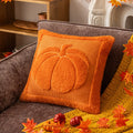 Axyaa Halloween Pumpkin Plush Pillowcase Double-Sided Cushion Cover - 50x50cm