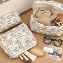 Axyaa Floral Cosmetic Bag Set - 3pcs Portable Toiletry Organizer for Women