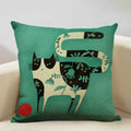 Axyaa Funny Cat Cartoon Pillowcase Linen Cushion Cover for Kids Nursery