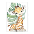 Axyaa Jungle Animal Nursery Canvas Print with Custom Name - Kids Room Wall Art
