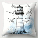 Axyaa Nautical Sailing Sofa Pillowcase Set, 4pcs 17.7"x17.7", Home Decor & Waist Cushion