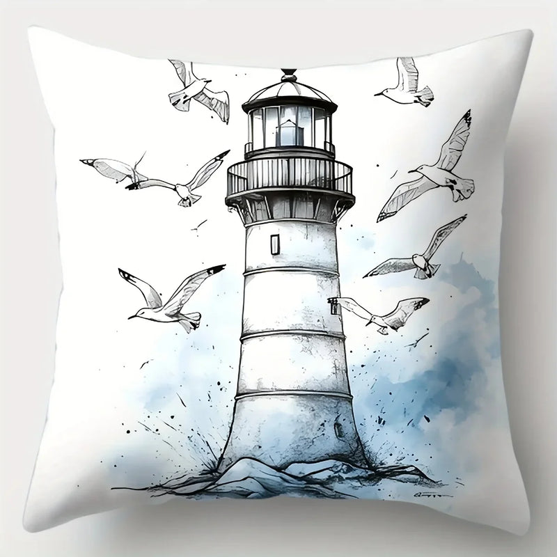 Nautical Sailing Pillowcase Set, Axyaa Brand, 17.7"x17.7", Sofa Waist Cushion Coastal Decor