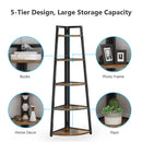 Axyaa Corner Wood Bookcase Shelf Storage Organizer Rack for Home Office Display