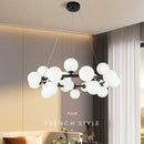 Axyaa White Glass Ball Black Gold Chandelier Bubble Hanging Lights