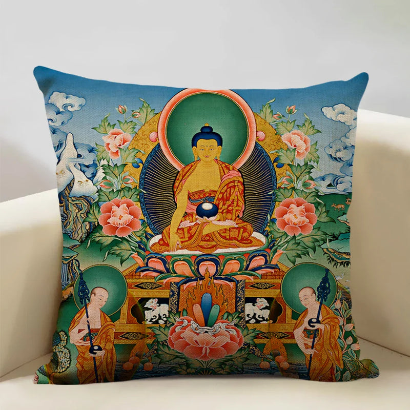 Axyaa Buddhist Portrait Art Pillowcase Home Decor Cushion Cover 45x45cm