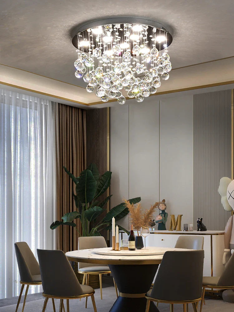 Modern Luxury Crystal Chandelier Lighting by Axyaa - LED Ceiling Lamp for Living Room