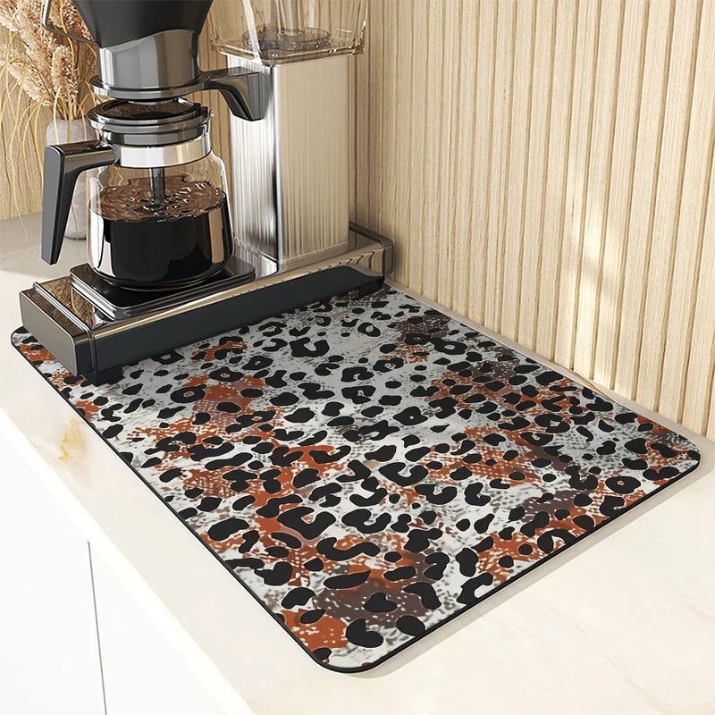 Axyaa Leopard Print Dish Drying Mat
