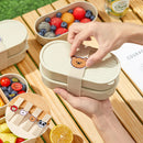 Axyaa Stackable Divided Lunch Box with Strap - Portable Food Container