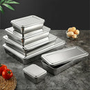 Axyaa Stainless Steel Serving Tray with Lid, Rectangle Buffet Organizer & Food Storage